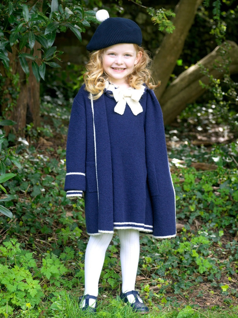 Girls 6Y Rachel Riley Navy Boucle Sweater, NWT